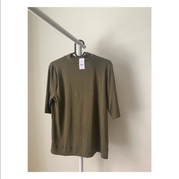 LOFT Mock Neck Short Sleeved Sweater Shirt - Picture 2 of 4